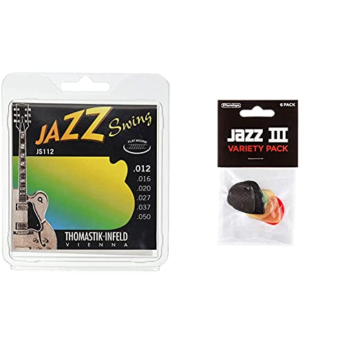Thomastik Cordes Guitare électriques Jazz Swing Series Nickel Flat Wound Jeu JS112 Medium Light .012-.050w & Dunlop… - Les Beatles, Paul McCartney, John Lennon, RIngo Starr, George Harrison Thomastik Cordes Guitare électriques Jazz Swing Series Nickel Flat Wound Jeu JS112 Medium Light .012-.050w & Dunlop…
