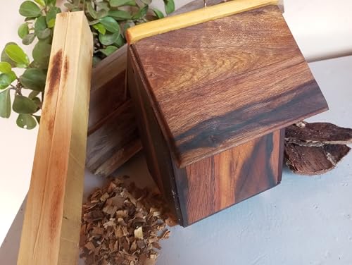 Casinha de passarinho em madeira de lei - demolição - maciça - peroba e canela - acabamento premium