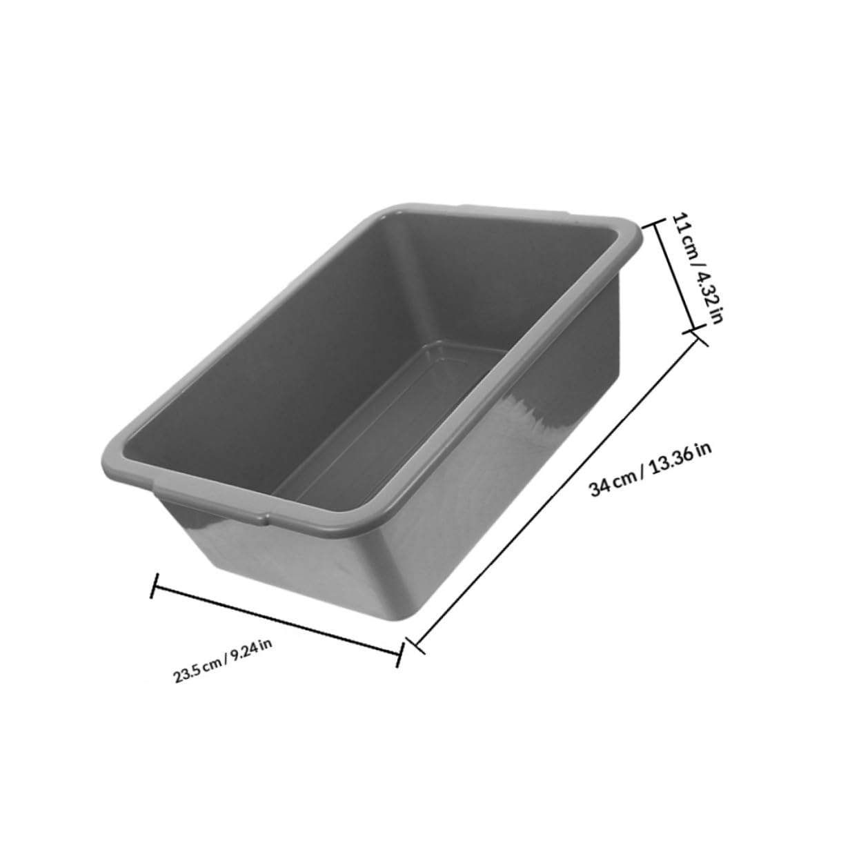 Contenitore Plastica Rettangolare 34x23,8x10,9 Cm Set 3 Pezzi per Lavaggio Stoviglie e Stoccaggio Alimenti Manici, Vasca per Ristoranti, Mense e Autobus Commerciali
