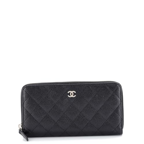 Chanel, Pre-Loved Zip Around Wallet Quilted Caviar Long, Black