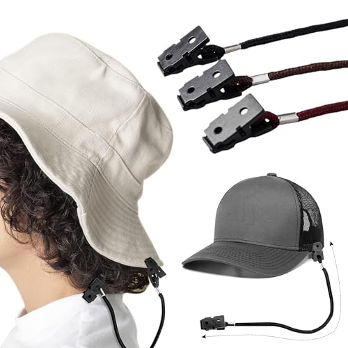 CHENNAN 3 Stück Hat Retainer Clip, Hut Halter Clips Cap Retainer Clip, Sicherheit Winddichte Halteclip, Mützenhalter Hat Clip geeignet für Angeln, Golfen, Segeln, Bootfahren, Klettern, Reisen (A)