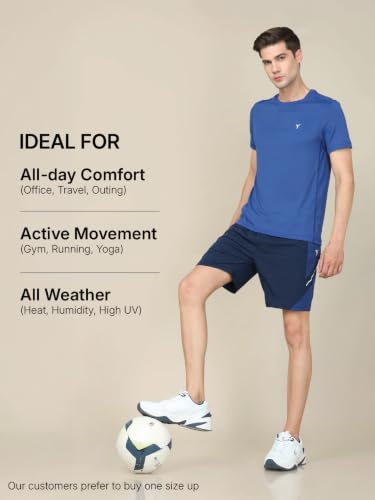 Image of TECHNOSPORT Men's Slim Fit Polyester Activewear Sports T-Shirt with Moisture-Wicking Comfort for Workout, Running & Gym