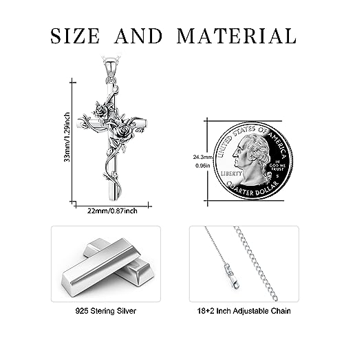 Cross necklace 925 Sterling Silver Rose Crose Pendant Necklace Cross Necklace for Women2