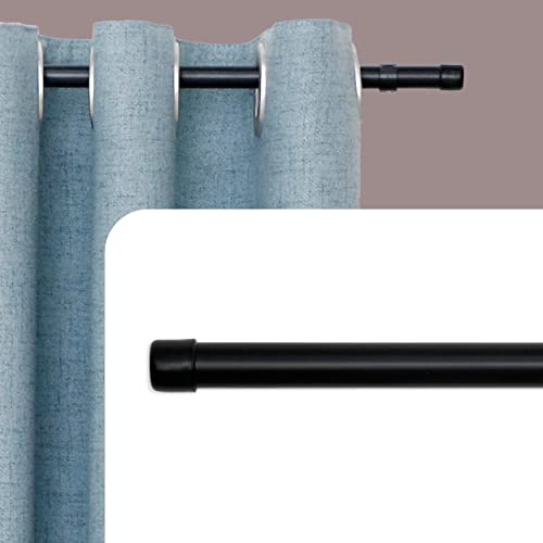 DALINA TEXTIL - Barra de Cortina Extensible Sin Terminales - Barra Cortinas Fina para Salón Dormitorio - Palos Cotinas Delgado 19mm sin Remates. Negro 70-120cm