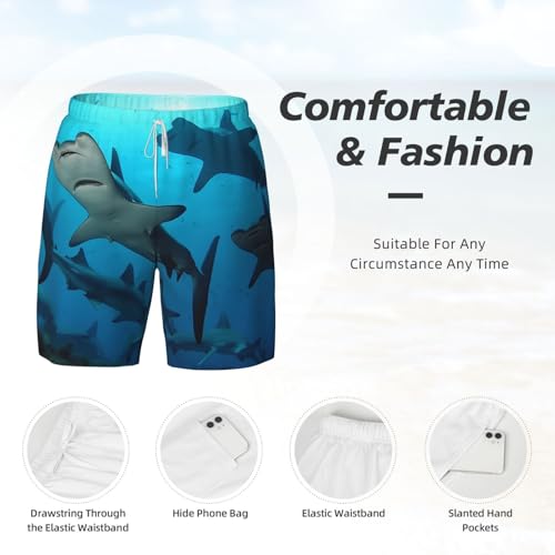 Men's Swim Trunks Quick Dry Board Shorts Hammerhead Sharks Beach Shorts with Pocket Bathing Suits for Men4