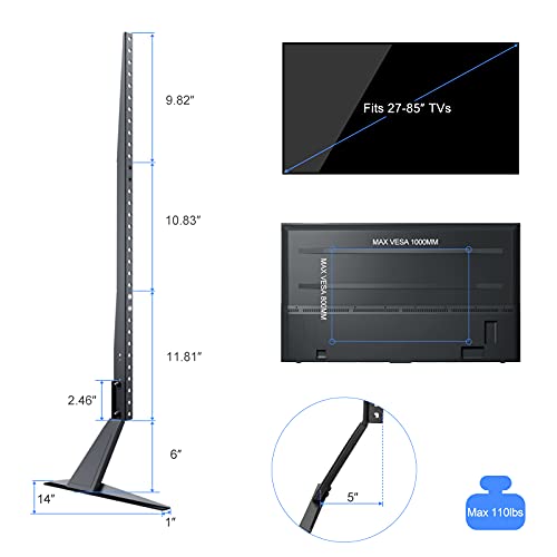 Universal TV Stand Table Top for 27 to 85 Inch LED LCD Flat Screen TV, Height Adjustable Leg Stand Holds up to 110lbs, VESA up to 1000x800mm (ML2785) - Thumbnail 2