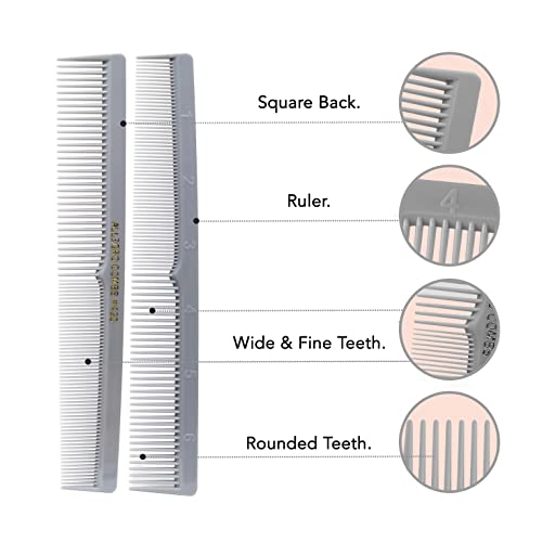 Allegro Combs 420 Hair Stylist Barbers Cutting Combs Beard Comb Mustache Mens Women Toddler Boys Braiding Hair Parting Usa 3 Pc. (Gray) #TOP5