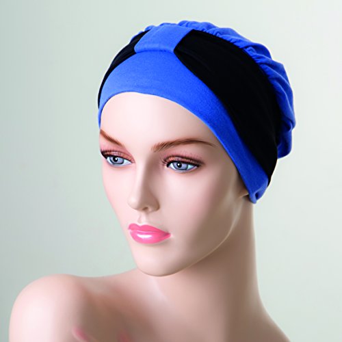 NJ Création Turban Paula Bandeau Noir Bonnet Bleu