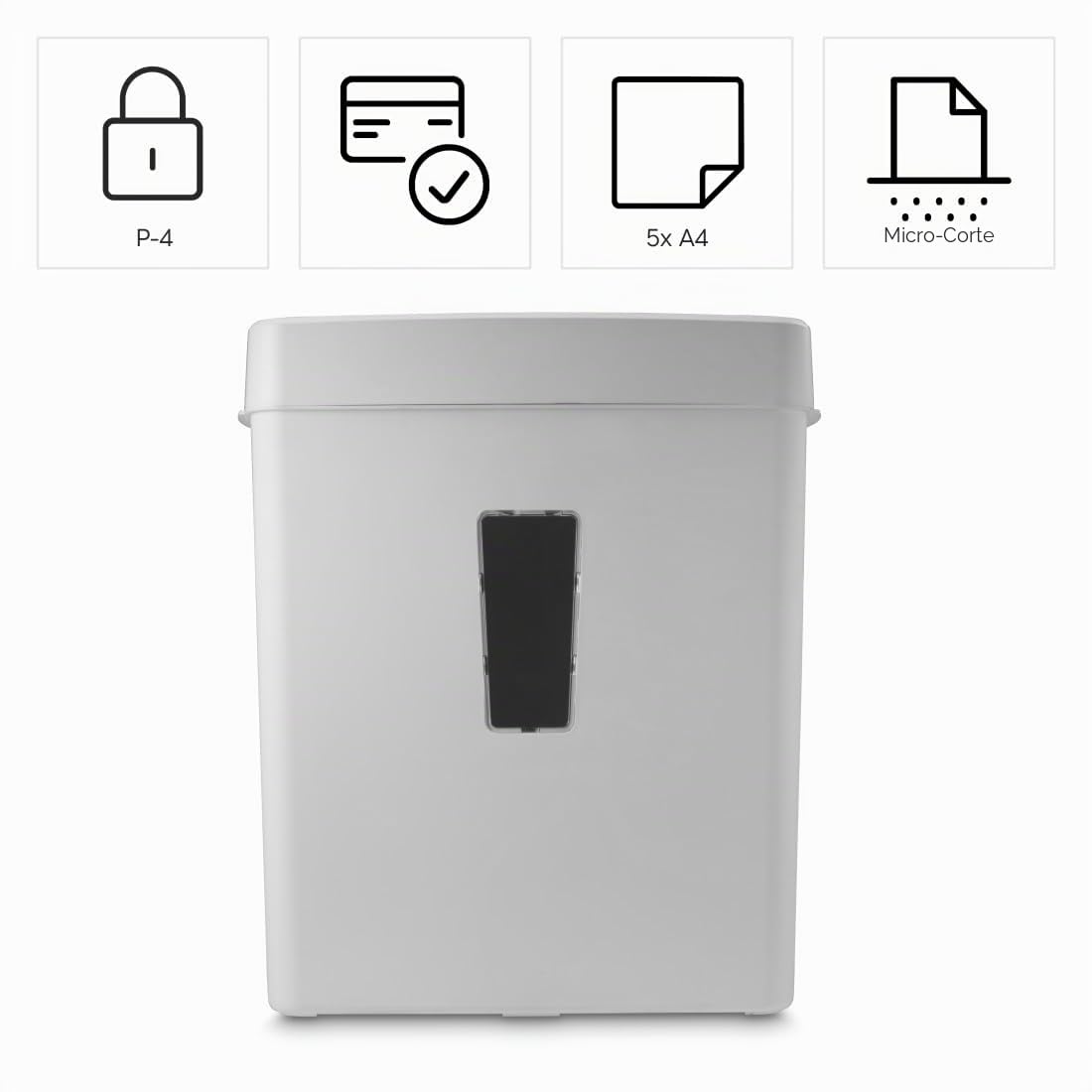 Hama |Trituradora Papel Nivel Seguridad E-2,O-1,P-5,T-2, Blanco | Destructora Papel, 31x16,4x38cm, Niv Ruido: 68db,Velocidad: 2,5m/min, 15mm Corte, 5 Hojas A4, Tarjetas crédito, Grapas