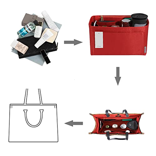 Ztujo Purse Organizer Insert For Handbags, Silky Touching Bag Organizer Insert With Bottle Holder, Perfect For Speedy, Neverfull, Tote,Onthego,Artsy,Handbag And More (Small, Silky Red) #TOP5