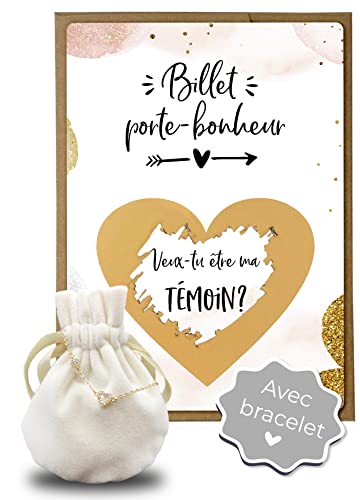 Carte à gratter Veux-tu être ma témoin avec bracelet ajustable pour demande mariage