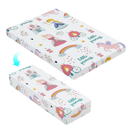 Image of Foldable Noiseless Pack and Play Mattress, 38"x26" Premium Foam Portable Odorless and Steady Playard Pad Fits Only Playpens (28.5"x39.5"), Princess