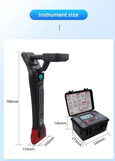 Underground Utility Locator Pipe Cable Locator Detection with 20m Depth Transmitter Receiver Built-in Receiver Coil Accuracy ± 5% to -10% for Cable Tracking Direction Depth Current IEC61010