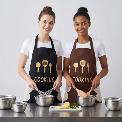 Image of HROY Kitchen Apron for Women & Men with Pocket & Side Towel | Kitchen Apron for Women & Men with Pocket & Side Towel | Reusable Cooking Chef Apron for Home Kitchen