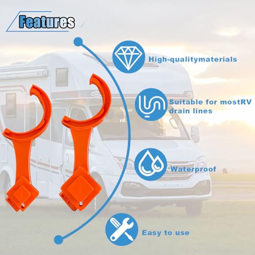 Image of smilfuy 2PCS RV Sewer Hose Fitting Wrench - Fits 3 inch& 4 inch Male /Female Camper Sewer Caps - Multi-Purpose RV Sewer Wrench to Connect and Disconnect Sewer Hoses - Universal RV Sewer Hose Wrench Tool Kit