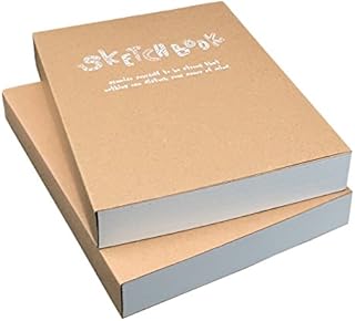Kraft Cover Drawing Notebook & Sketchbook - Set of 2 Blank Plain Sketch Books - 125g Thick Paper A5 Size, 150x210mm Paper Ideal for Drawing & Sketching- 128 sheets/256 pages - 180 Degree Opening, 2pcs