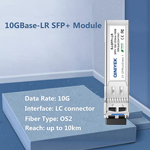 Image of 4Pack 10GBase-LR SFP+ Transceiver, 10G Singlemode SFP+ Duplex LC Module,Compatible for Cisco SFP-10G-LR, Ubiquiti UF-SM-10G,Meraki, Mikrotik, Supermicro, Netgear,SMF,1310nm,10~20km,DDM