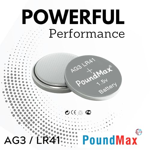 Pilas alcalinas PoundMax AG3 LR41 1.5v botón 10 unidades miniatura 5