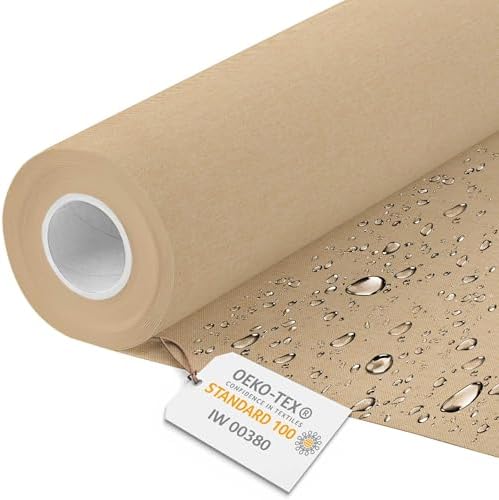 DreamRoots Tela Impermeable por metros Imitación Lino 600D, 220g/m², 160 cm de Ancho, toldo exterior para Tapicería y Toldos Desert sand metro lineal