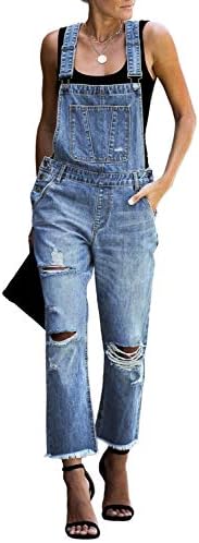 luvamia Women's Casual Stretch Adjustable Denim Bib Overalls Jeans Pants Jumpsuits