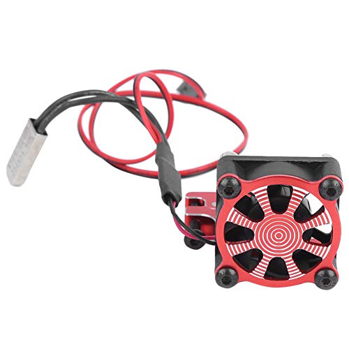 lvifloae RC Model Car Motor Cooling Fan Heat Sink with Temperature Sensor for 540 550 3650 3660 Black (red)