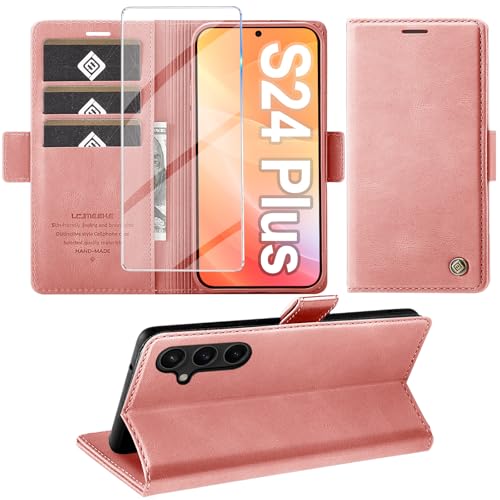 Coque Samsung S24 Plus protection portefeuille cuir rose rabat Giyer