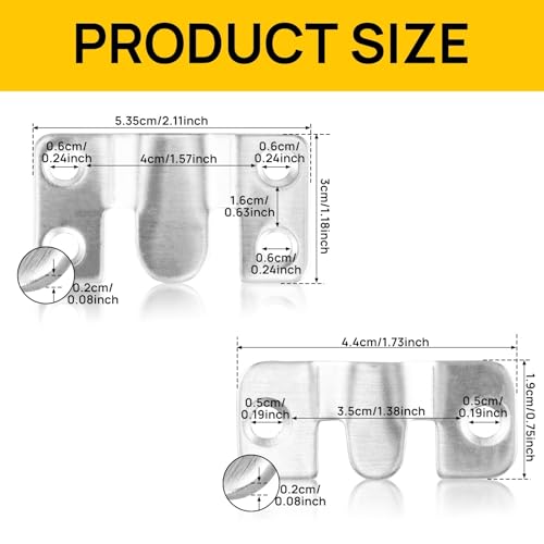 Image of Cleat Picture Hanger 20 Pcs Stainless Steel Hook Buckles Hanger Hanging Connecting Photo Frame Picture Mirror Wall Hang Hardware