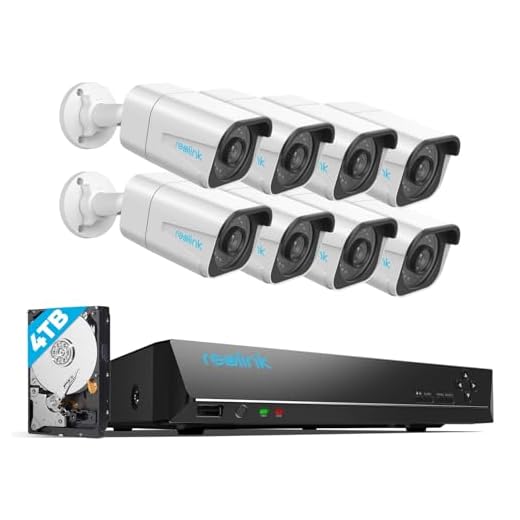 Reolink 4K 16CH Caméra de Surveillance Extérieure, 4To NVR avec Caméra IP PoE 8X 8MP, Détection de Personne et Véhicule, Kit Vidéo Surveillance avec 30 Mètres Vision Nocturne et Audio, RLK16-800B8