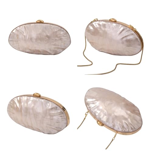 Image of RomanticDesign Women Shell Shape Acrylic Clutch Shiny Marble Purse Wedding Prom Party Evening Handbag