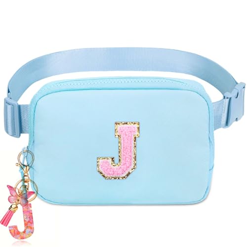 Image of Belt Bag for Girls Gifts - Birthday Gifts for Teenager, Personalized Gifts for Mom Freind Sister Teacher, Graduation GiftsInitial Crossbody Bag Belt Bag for Women Lavender Blue J