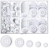 Classicseali 160 Stück Runde Knöpfen aus Harz, Knöpfe Weiß, 4 Löch Weiße Knöpfe zum Basteln für Bastelarbeiten, Mäntel, Hemden, Hosen, Shorts (10mm/12,5mm/15mm/20mm/25mm)