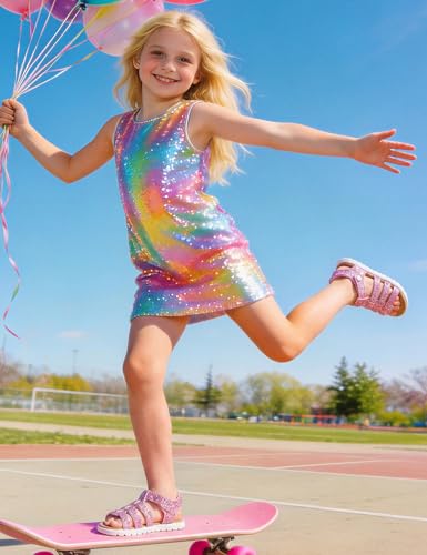 Image of QIY Toddler Girl Sandals Little Kids Summer Dress Shoes Open Toe Flats Princess Sandals for School Beach Party