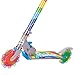 Ozbozz Rainbow Folding Scooter with Light-Up Wheels, Adjustable Height, Rear Brake, for Kids Ages 5 and Up - Portable Design