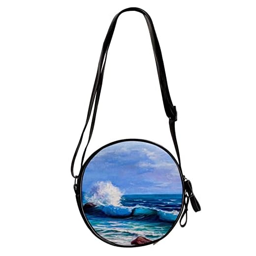 WOSHJIUK Bolso bandolera pequeño,olas de acuarela del océano,Bandolera de viaje con bandolera ajustable para mujer