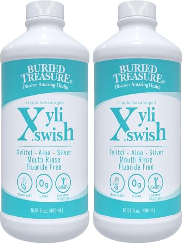 Xyli Swish - All Natural Formulated Nano Silver, Xylitol & Aloe Mouthwash - Alcohol and Fluoride Free - Oral Rinse to Fight Bad Breath & Dry Mouth - Peppermint Flavor - 16oz.(Pack of 2)
