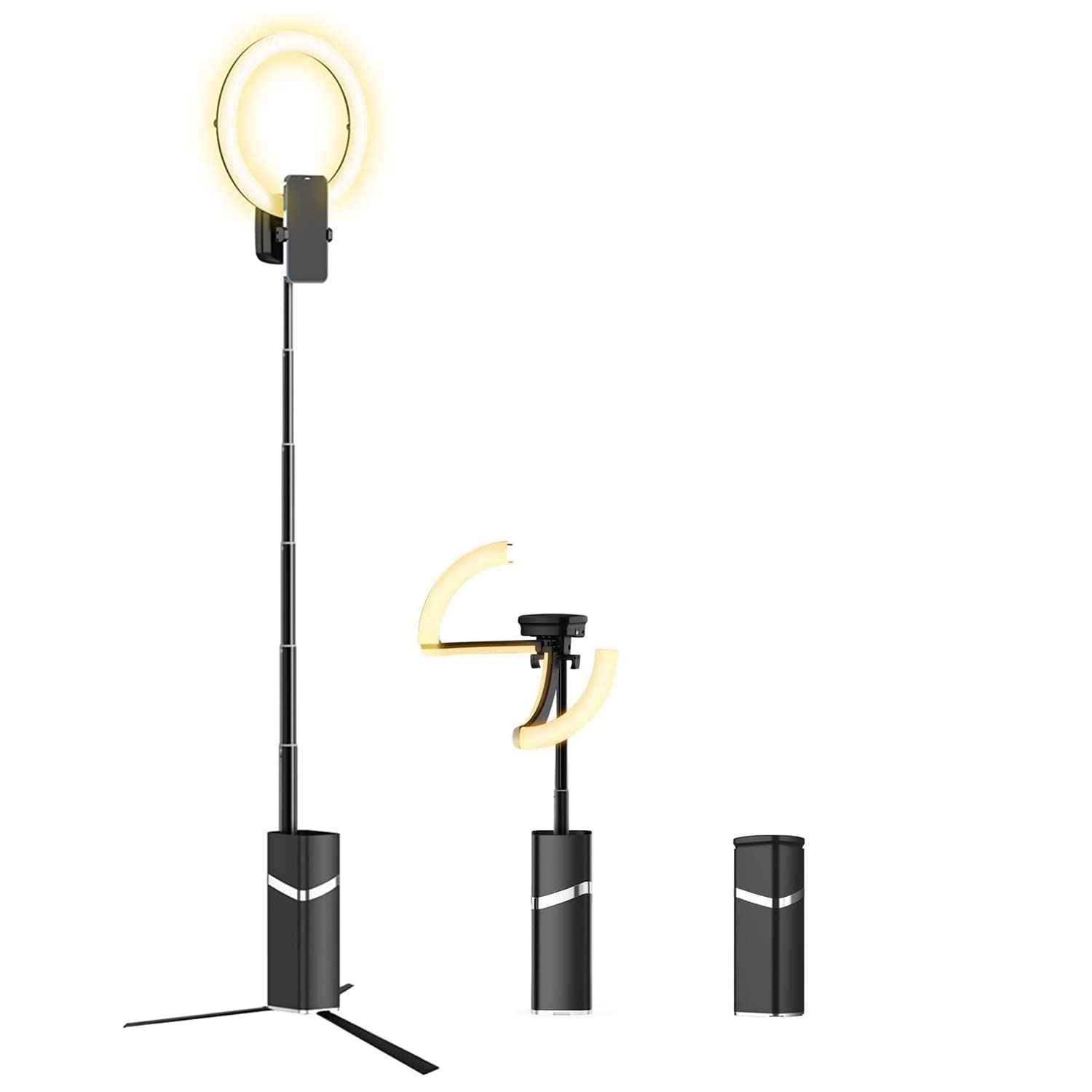 Amazon | 折り畳み一体式 リングライト 三脚スタンド 自撮りライト