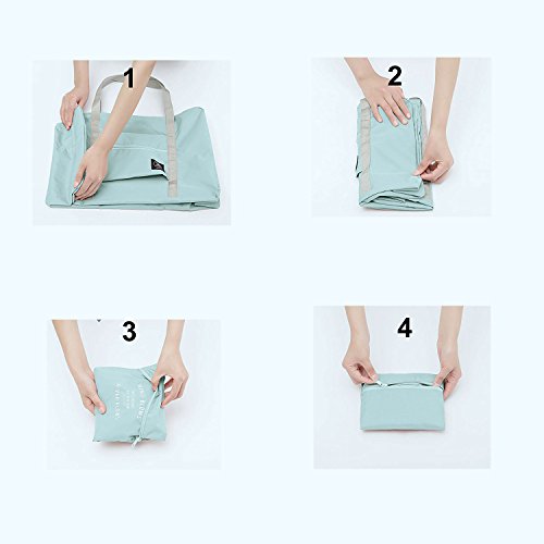 Unova Folding Travel Duffel Bag Packable Light Nylon Water Resistant Tote Weekend Getaway Overnight Carry-on Shoulder (Mint Green)
