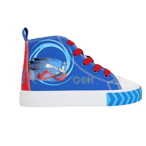 Sonic The Hedgehog Tênis de corrida para meninos tamanhos 11-4, Azul, 12 Big Kid