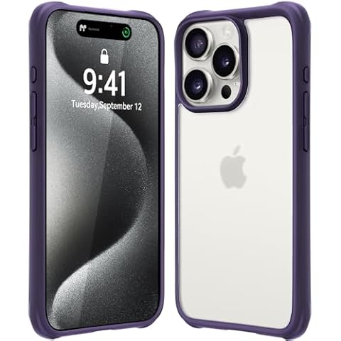 Mkeke for iPhone 15 Pro Case,[Not Yellowing] [Military Grade Protection] Shockproof Phone Case for Apple iPhone 15 Pro 2023 Purple Cover