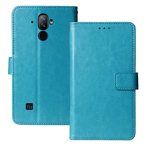 Lankashi Premium Retro Flip Book Stand Brieftasche Leder Tasche Schütz Hülle Handy Handy Hülle TPU Silikon Schale Für Doogee S40 / S40 Lite / S40 Pro Abdeckung Wallet Cover Etui Holder (Blau)