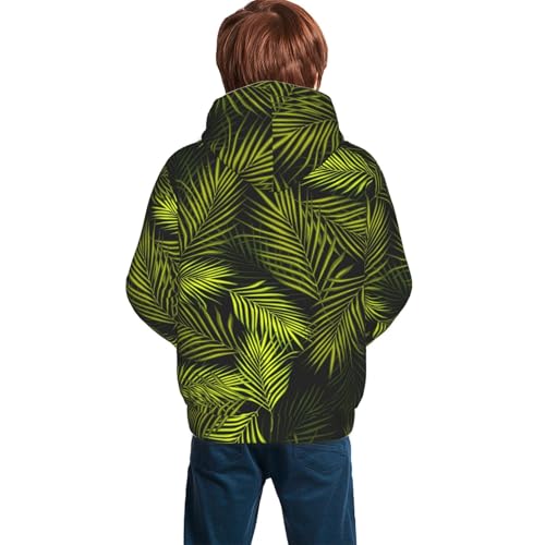 Tropical Palm Leaves Fern Leaf Kid Hoodies Boys Sweatshirts Girls Pullover with Pocket4