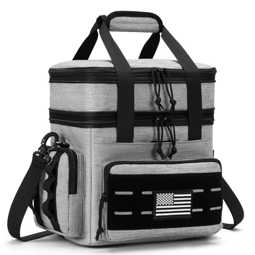 Image of holuxer Tactical Lunch Bag & Lunch Box for Men - Large Double Deck Expandable Insulated Soft Adult Lunchbox for Work - Cooler Bag for Beach, Picnic, Camping,Outdoor,Travel (Gray,16L)