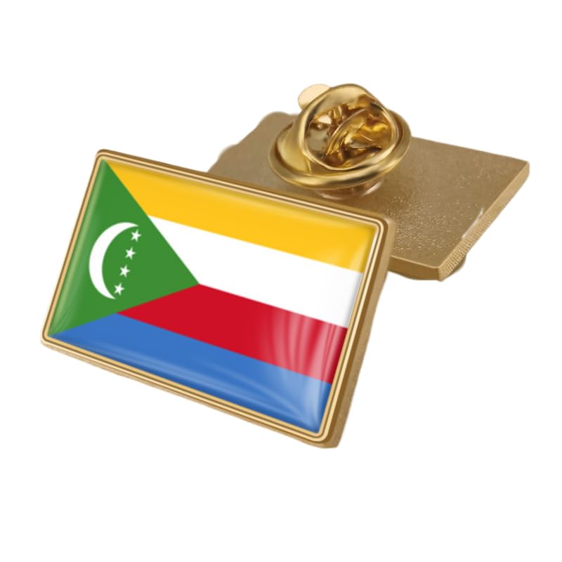 Épinglette Drapeau Des Comores – Broche Fantaisie Géométrique Carrée, Bijou Créatif Pour Femme Et Homme, Accessoire De Voyage, Cadeau, Rectangulaire