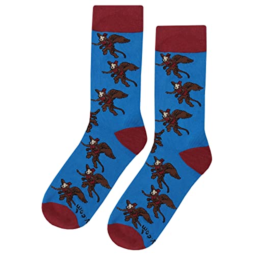 SockFly Flying Monkey Blue Dress Socks Funny Novelty Crazy Fun Design Men Size 8-12 Cotton Casual Crew Colorful Funky Fancy Socks Gift for Men