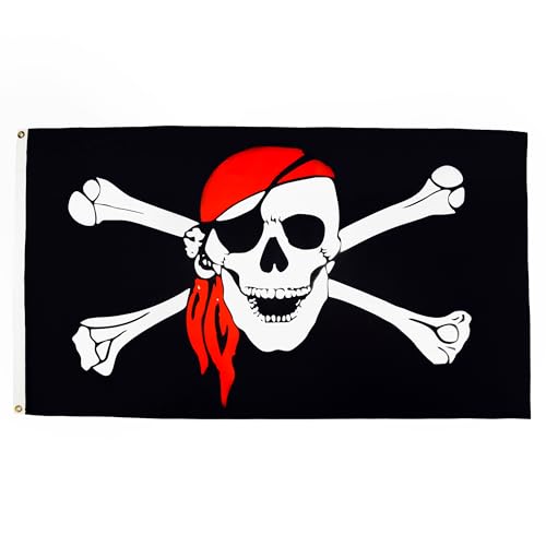 Bandiera Pirati Rossa - 8 Cappelli Da Pirata In Cartone Per Feste, Carnevale E Halloween