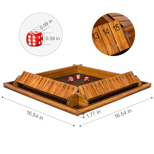 Shut The Box Juego de Mesa con Dados y Tablero de Madera miniatura 5