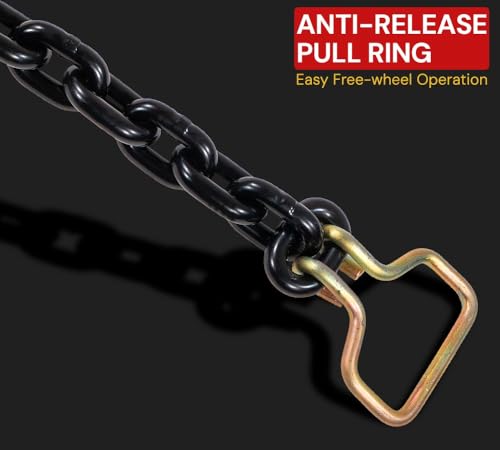 Image of Mytee Products 2 Pack 5 /16 inch-3 /8 inch Easy Ratcheting Chain Binder with Up to 36 inch Chain Take-Up, 5,400 lbs WLL, Heavy-Duty Tie Down Ratchet Load Binder with Grab Hooks for Flatbed Trailers & Trucks