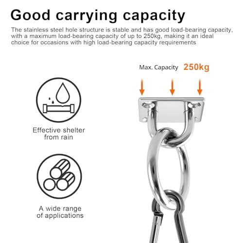 HASLED Augplatte Edelstahl 304 (4 Stück) mit Öse 5mm – Schwere Ösenplatte mit Schrauben & Spreizdübel für Holz, Wände, Decken | Pferdezubehör & Bootsbedarf
