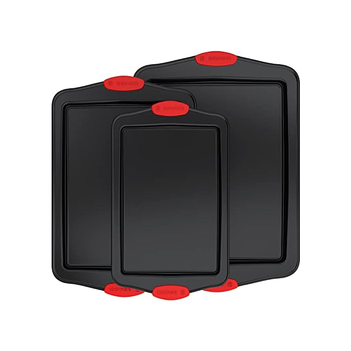 Buy Premium NonStick Baking Sheets Set of 3 Deluxe PBA Free, Easy to