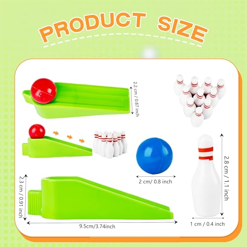 30 Sets Mini Bowling Game Miniature Bowl Pins Ramp Bowl Ball Tabletop Bowling Sets Bowling Party Favors Include 300 Mini Bowl Pins 30 Bowling Ball 30 Ramp Bow for Boys Girls Bowler Birthday Supplies